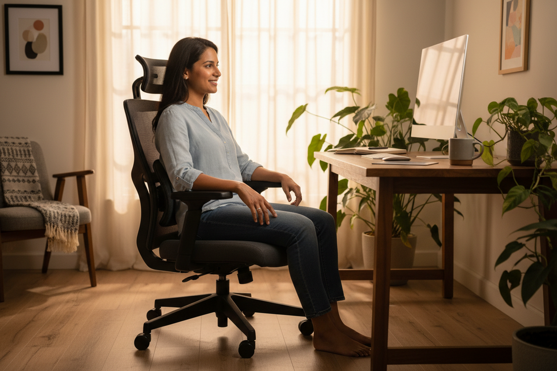 Best ergonomic office chair in India with adjustable lumbar support and breathable mesh back