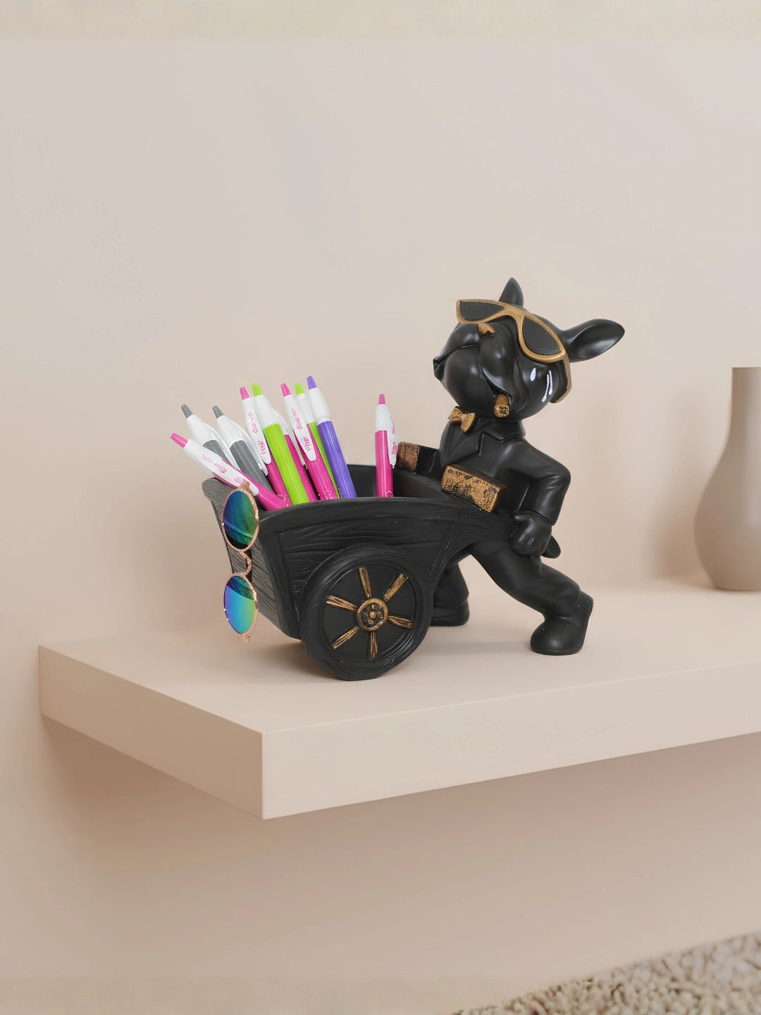 Stylish French Bulldog Wheelbarrow Stationery Holder & Desk Decor