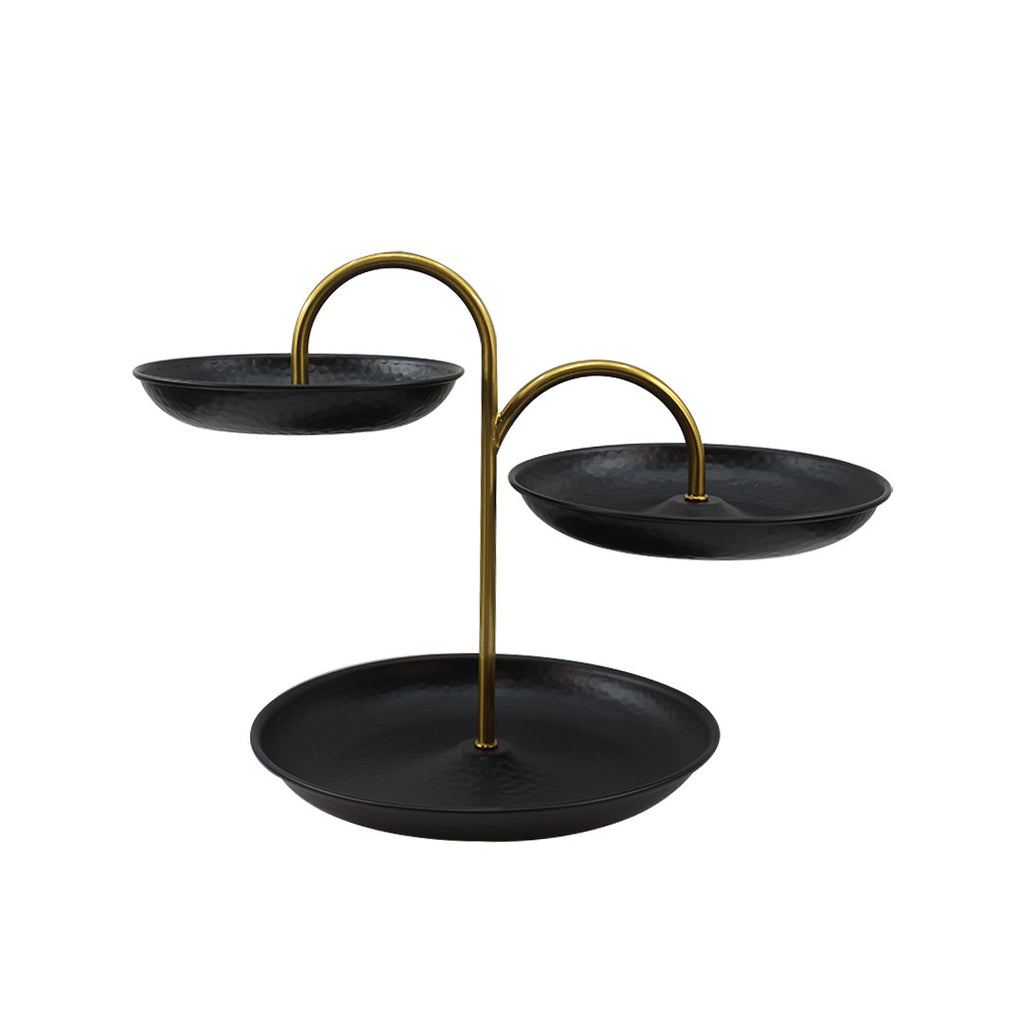 Modern 3-Tier Gold & Black Fruit Display Stand