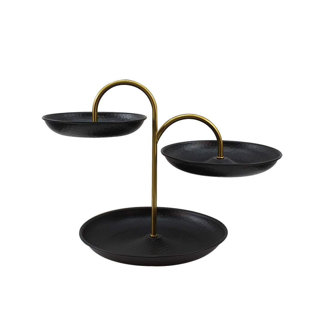 Modern 3-Tier Gold & Black Fruit Display Stand