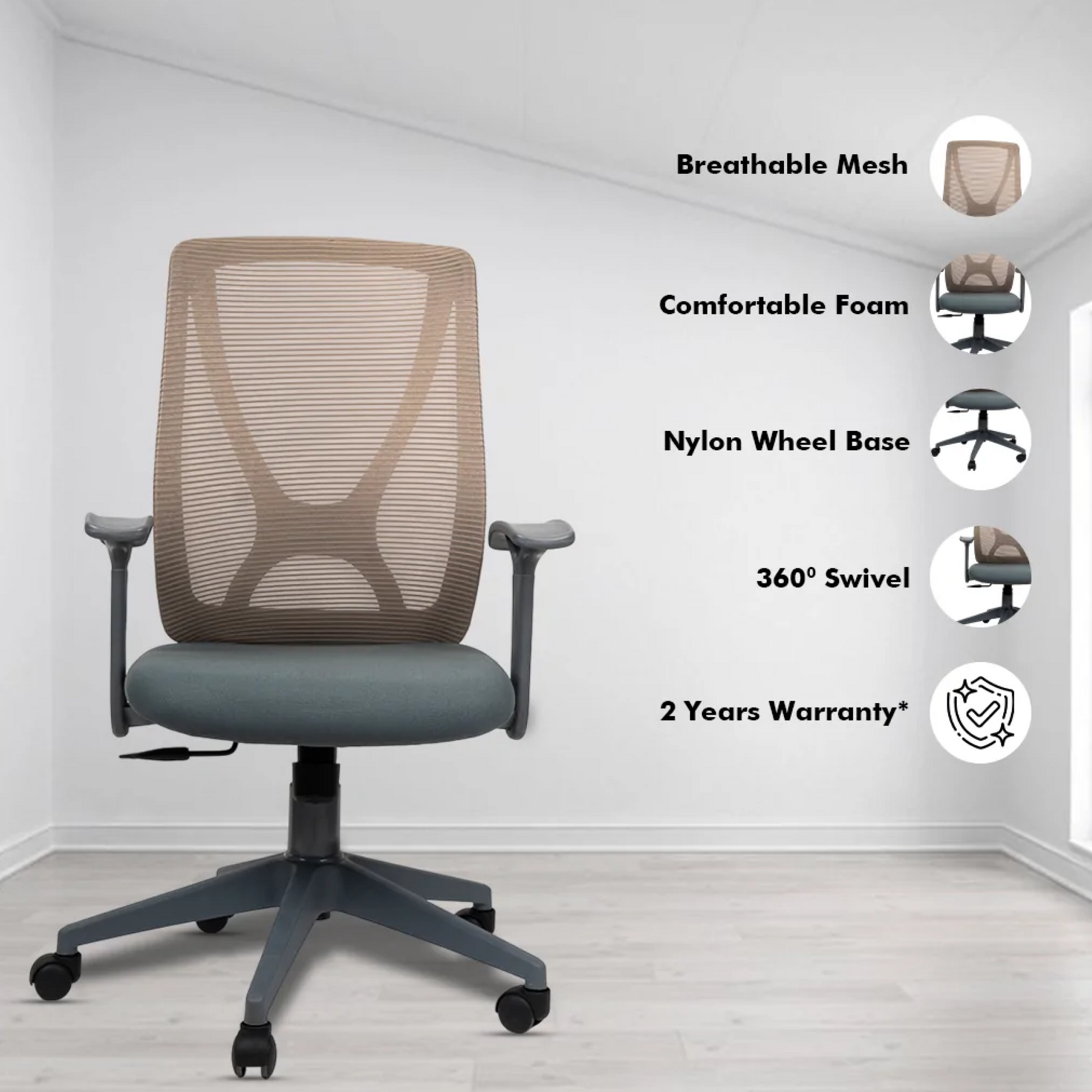Aaramya™ X-MESH GRAY CHAIR