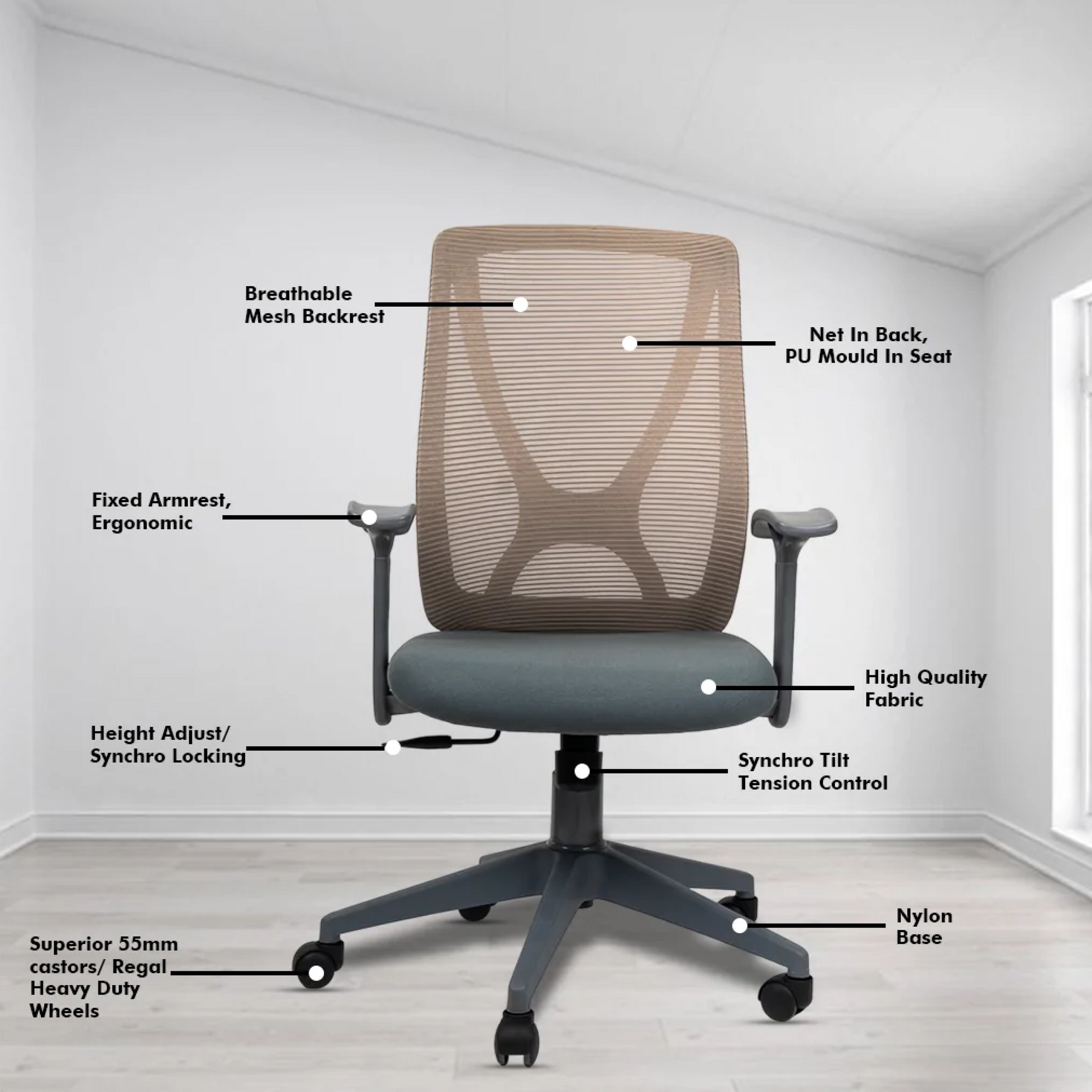 Aaramya™ X-MESH GRAY CHAIR