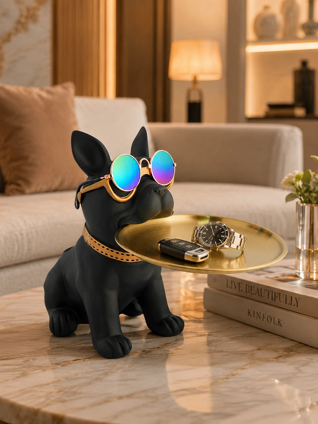 Modern French Bulldog Tabletop Organizer Figurine