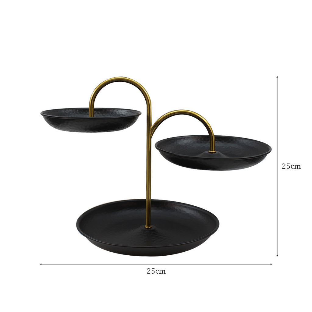 Modern 3-Tier Gold & Black Fruit Display Stand