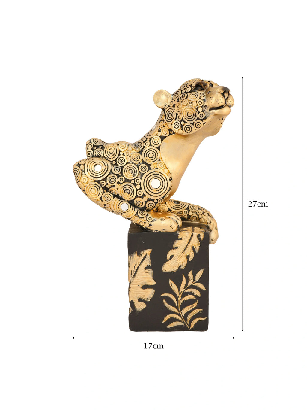 Premium Gold Patterned Leopard Sculpture with Velvet Backdrop