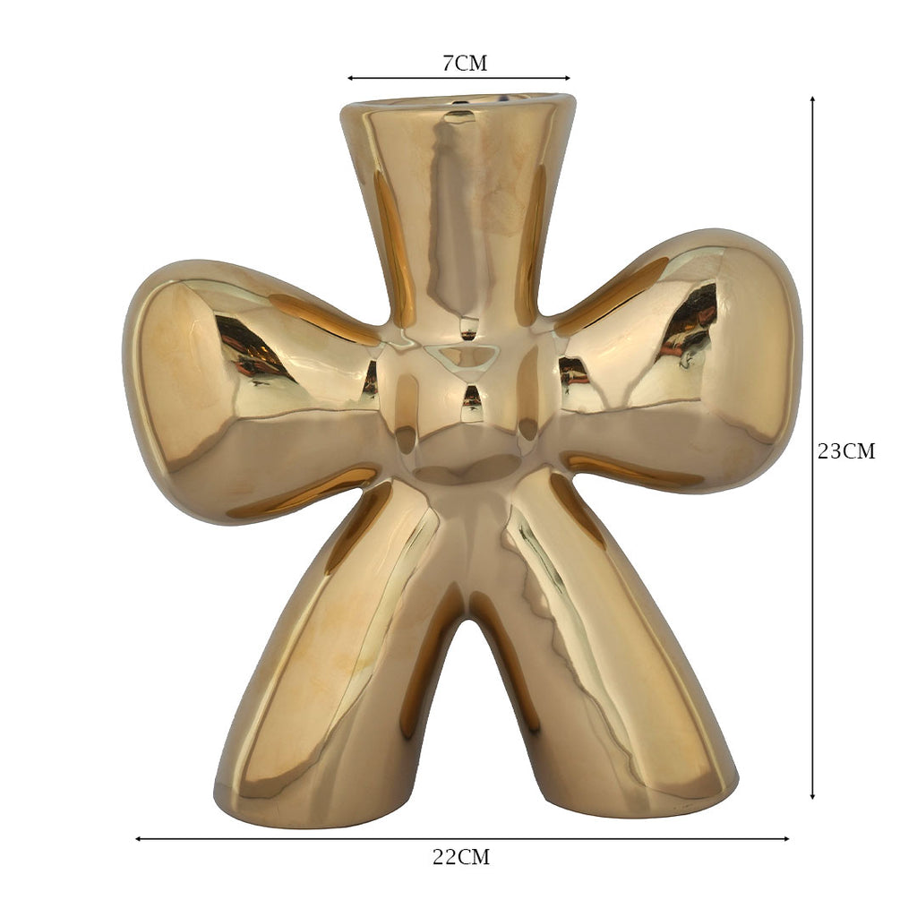 Modern Gold Bowtie Ceramic Flower Vase