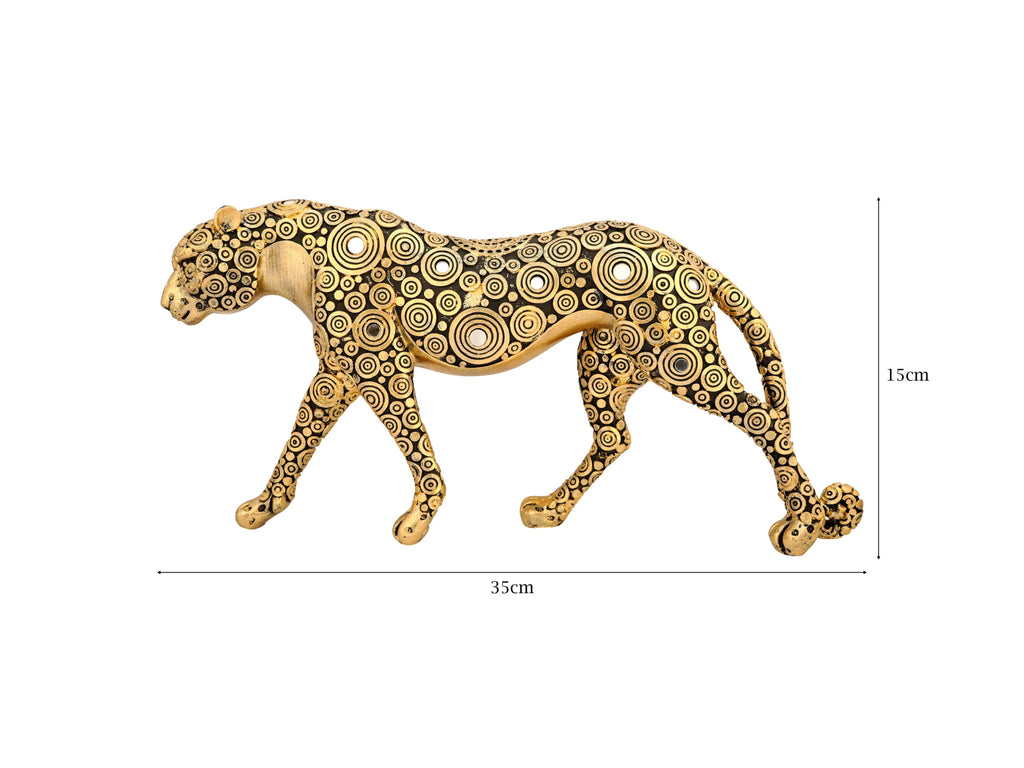 GOLDEN RESIN PANTHER WALKING