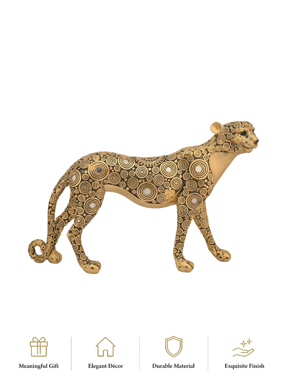 Ornate Gold Patterned Leopard Figurine
