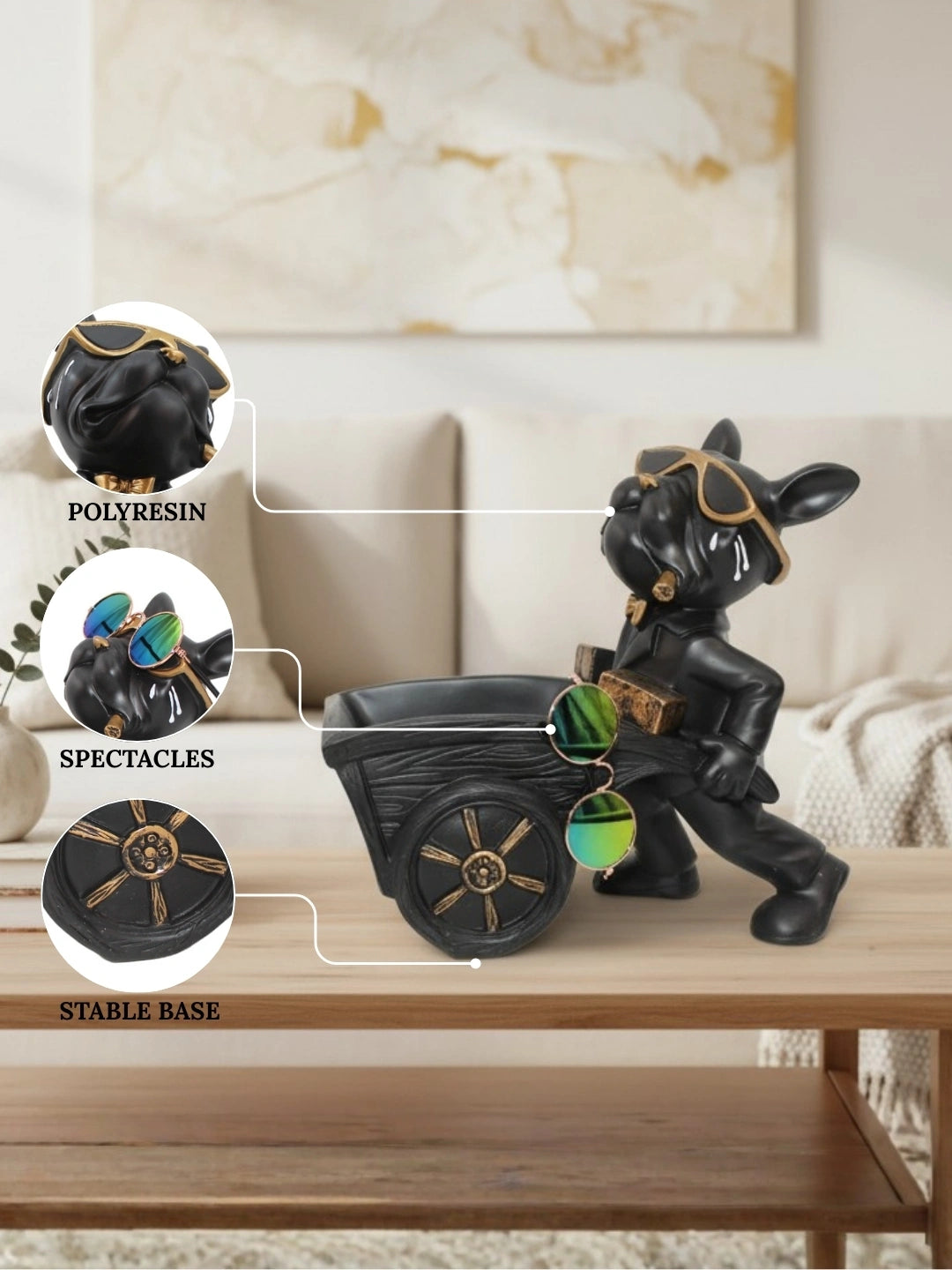 Stylish French Bulldog Wheelbarrow Stationery Holder & Desk Decor