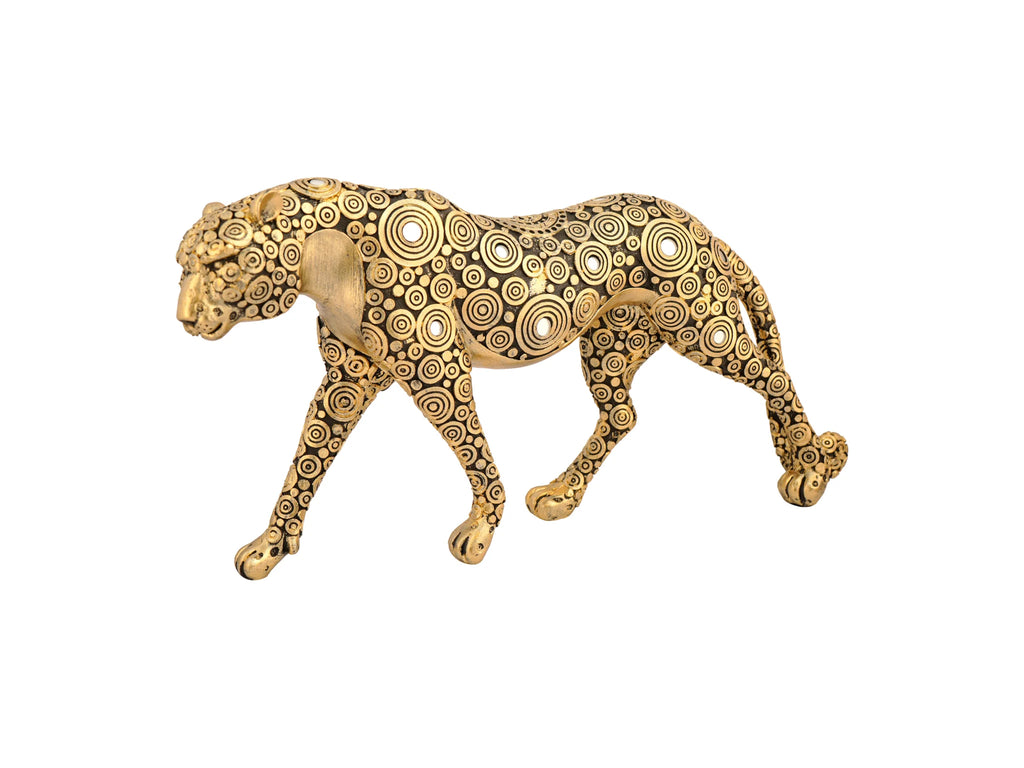 GOLDEN RESIN PANTHER WALKING