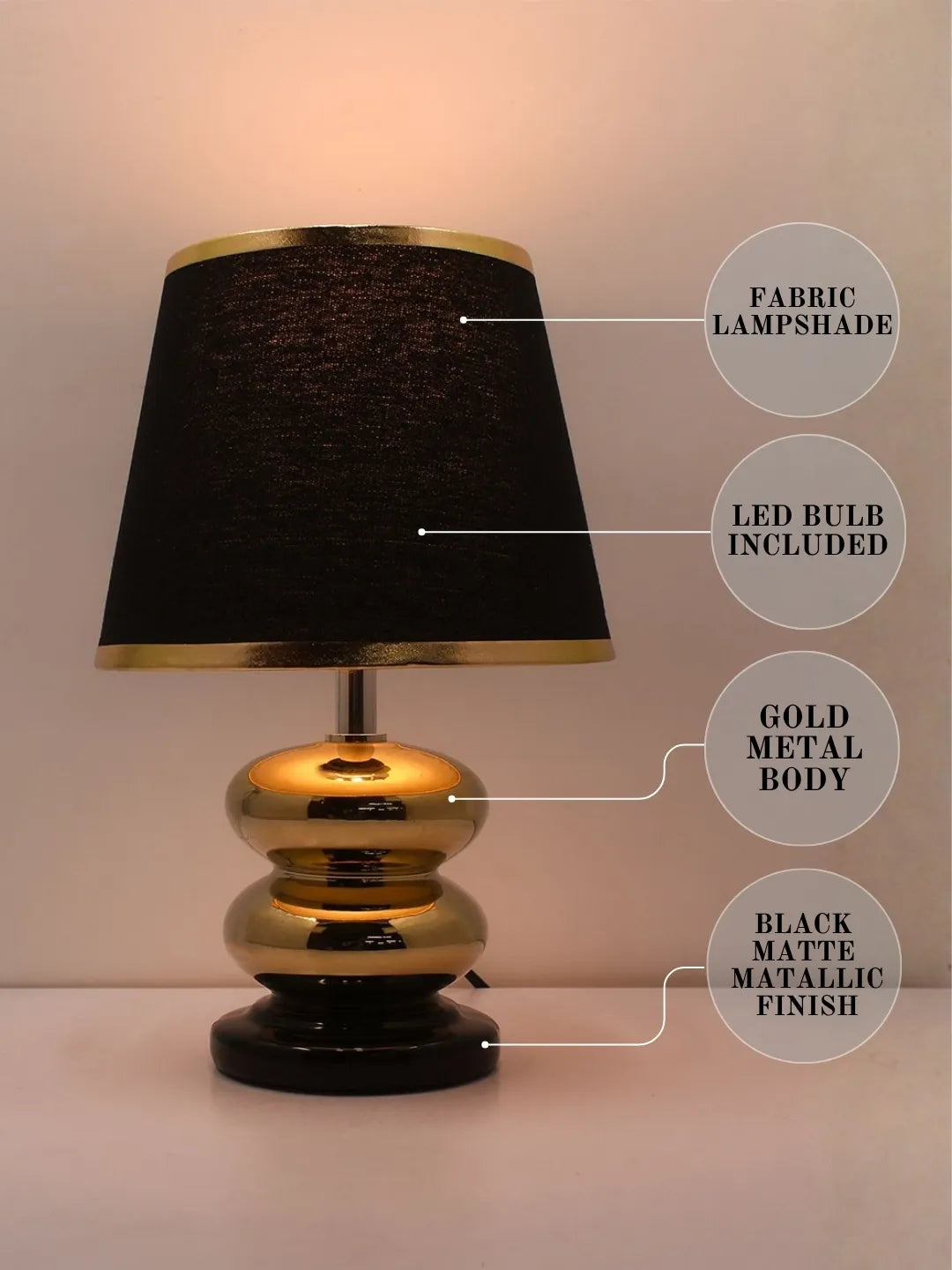 Luxury Black & Gold Table Lamp for Modern Home Decor