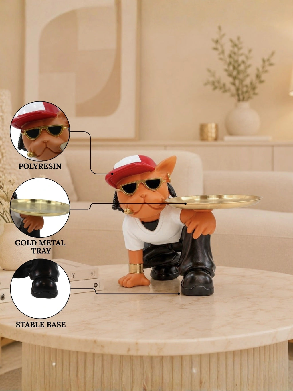 Luxury Resin French Bulldog Desk Organizer & Entryway Key Holder