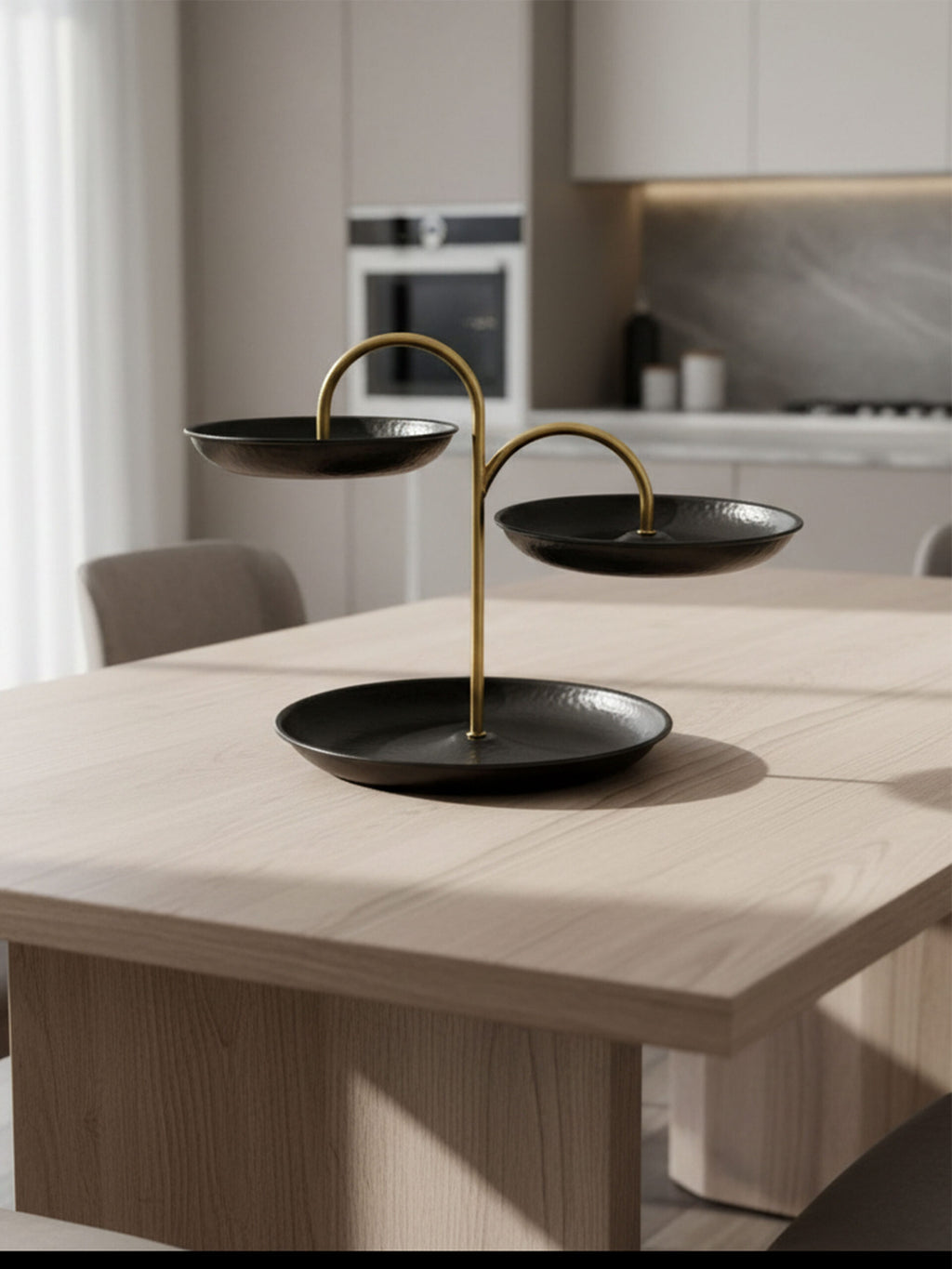 Modern 3-Tier Gold & Black Fruit Display Stand