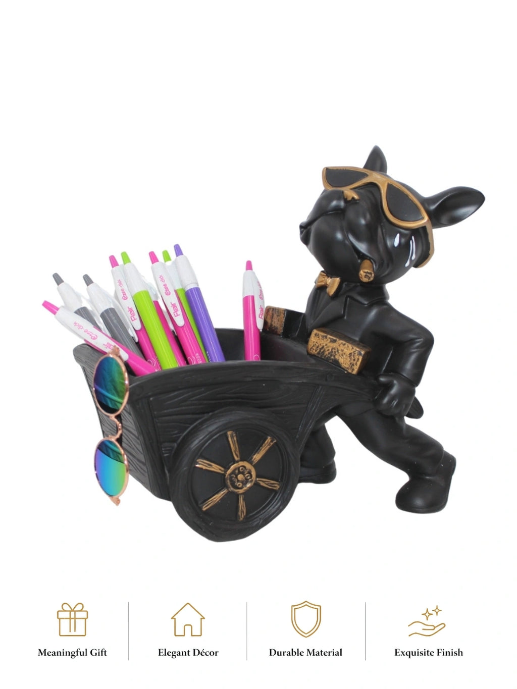 Stylish French Bulldog Wheelbarrow Stationery Holder & Desk Decor