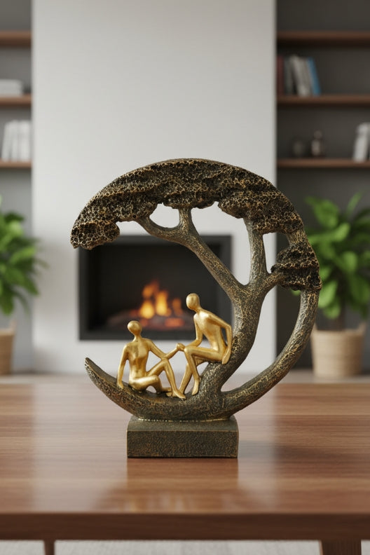Luxury Golden Family Tree Statue for Living Room Decor
