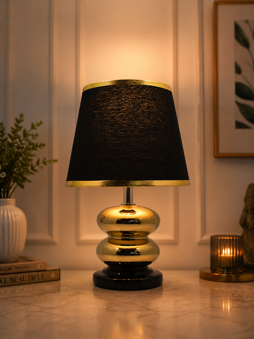 Luxury Black & Gold Table Lamp for Modern Home Decor