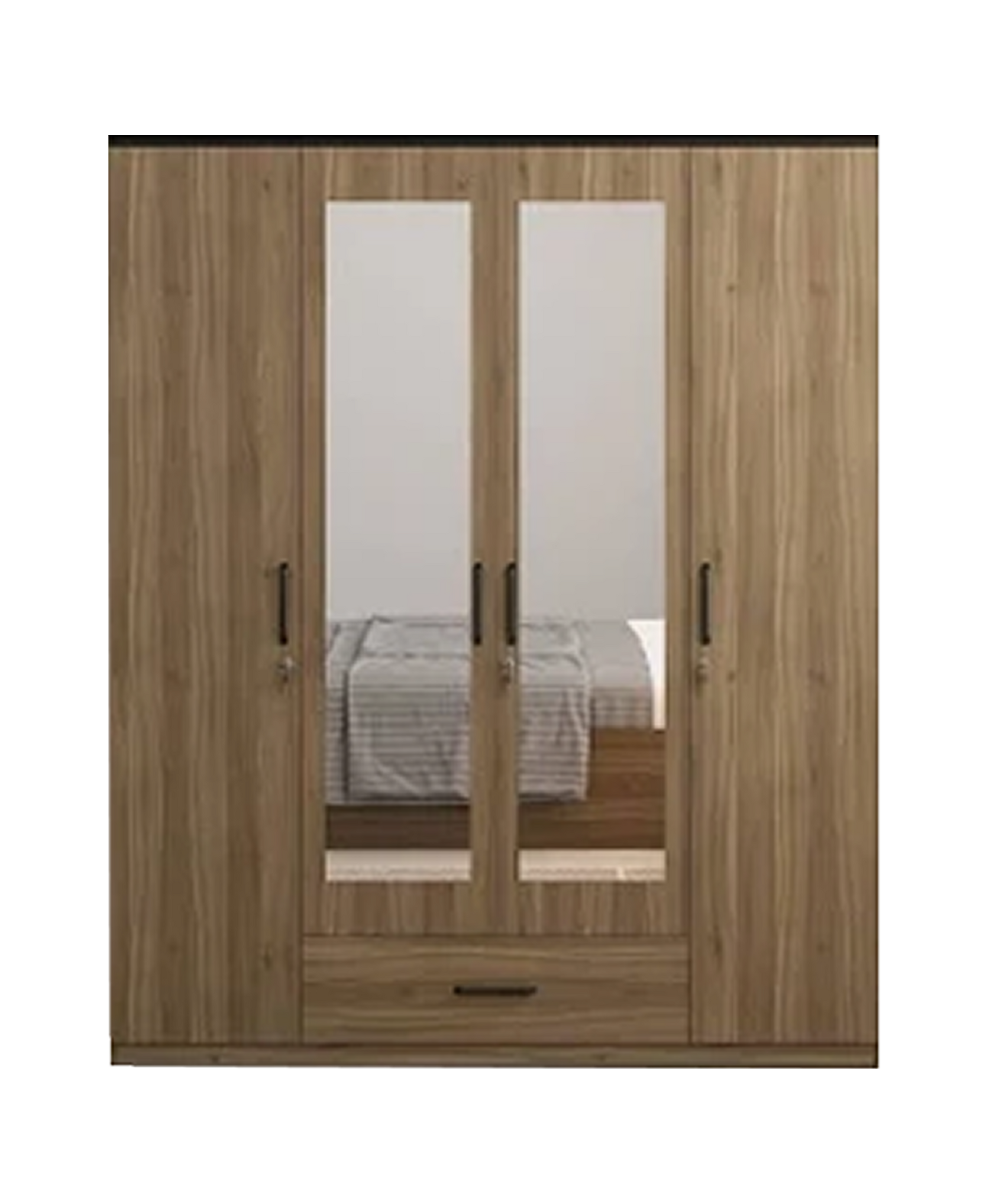 Aaramya Lauren 4-Door Dresser Sophisticated Organizer with Mirror Accents
