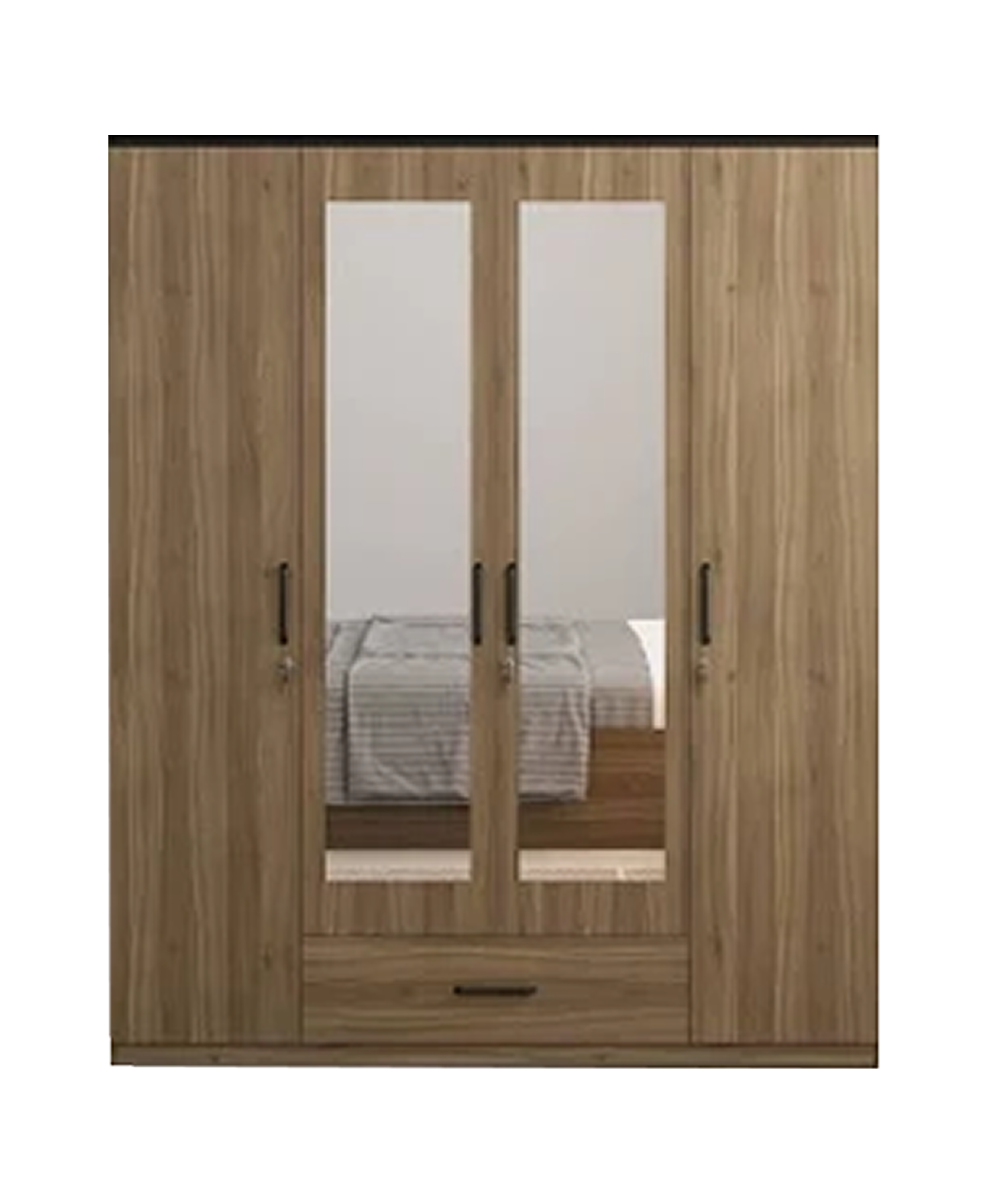 Aaramya Lauren 4-Door Dresser Sophisticated Organizer with Mirror Accents