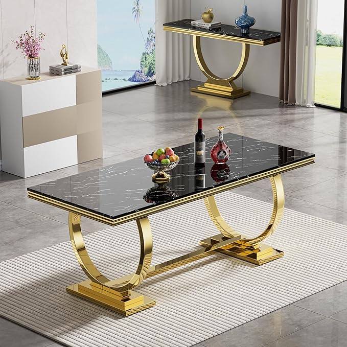 StainlessSteelDiningTablewithmarbletop