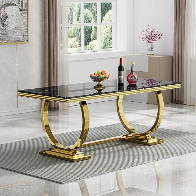 StainlessSteelDiningTablewithmarbletop2