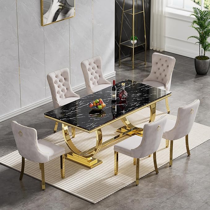 StainlessSteelDiningTablewithmarbletop3