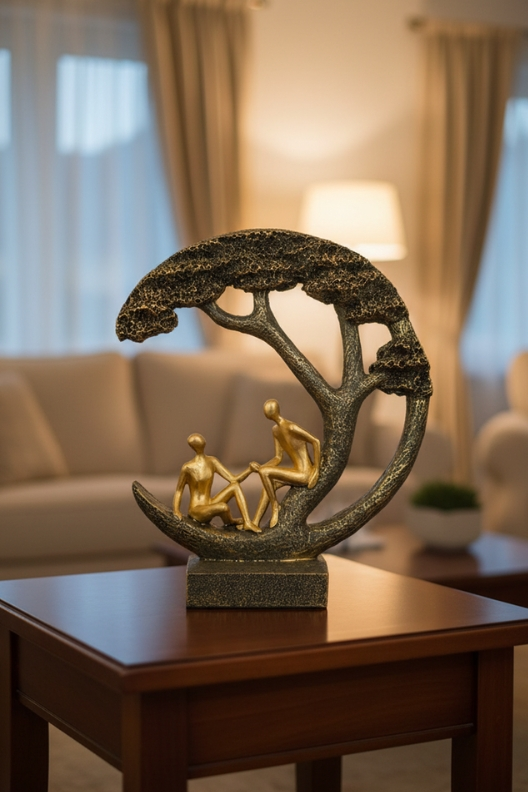 Luxury Golden Family Tree Statue for Living Room Decor