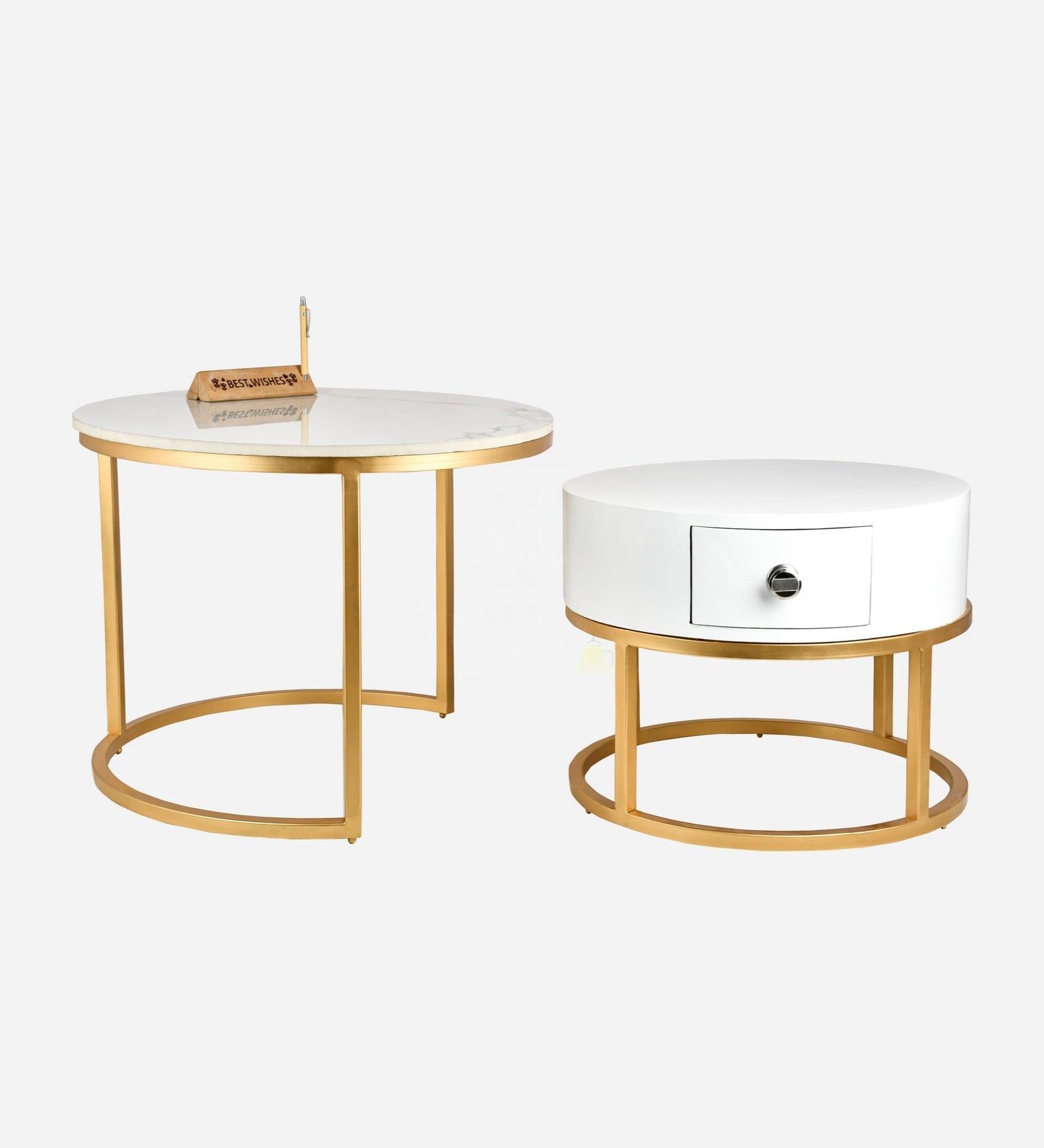 Artus marble and wooden Nesting tables with storage